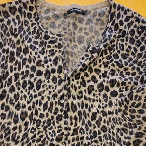 Cashmere cheetah cardigan size small
